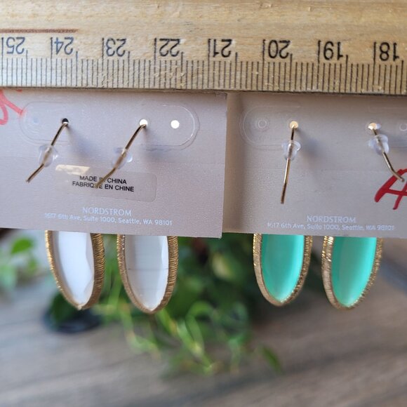 Earrings Nickle Free Dangle and Post Gold Tone Lot of 4 Pair Nordstrom - Picture 10 of 11